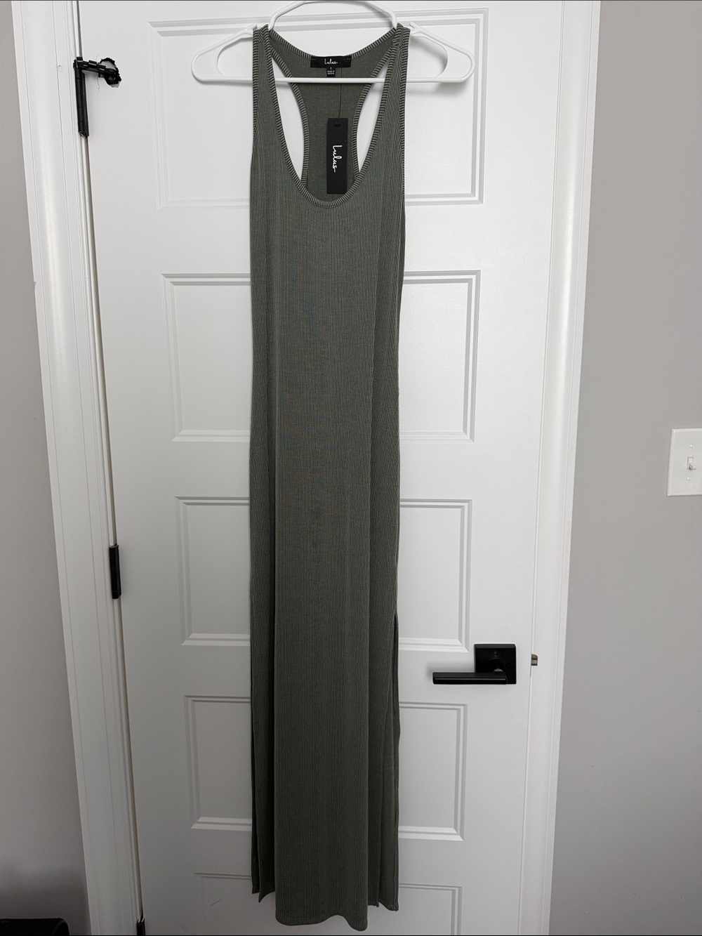 Lulu's Olive Green Ribbed Racerback Maxi Dress